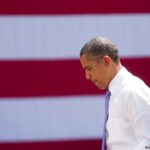 President Barack Obama leaves the stage during a campaign stop in Ohio