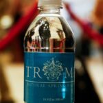 A Trump bottle of water in the lobby of the Trump Tower