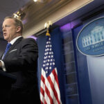 In this Feb. 21, 2017, file photo, White House press secretary Sean Spicer speaks during the daily press briefing at the White House in Washington. The Trump administration could revise or withdraw an Obama-era directive requiring public schools to let transgender students use bathrooms and locker rooms that match their chosen gender identity. Credit: Andrew Harnik/AP Images