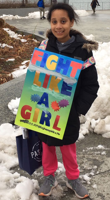 A young protester at the Women's March in Washington D.C.
