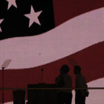 digital projection of American flag at convention