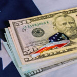 American flag and US dollars