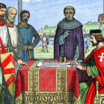 Color illustration of the signing of the Magna Carta