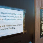 Public restrooms are closed due to the U.S. government shutdown in Sedona Red Rock Park, Arizona.