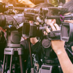 large number of press and media reporter in broadcasting event